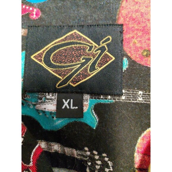 Vintage Gi Mens Hawaiian Guitar Hawaiian Button Shirt Dobro Mandolin Rock XL - Picture 4 of 4